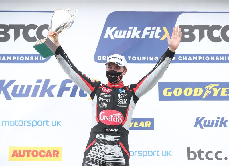 Tom Ingram on the podium at Thruxton 