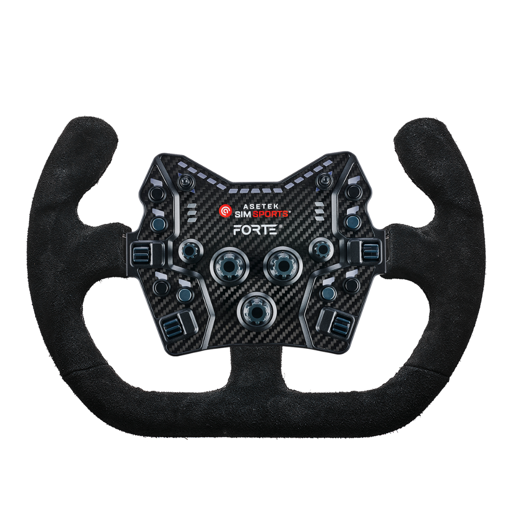 Asetek Forte GT Steering Wheel - D Shape, Open top, Alcantara